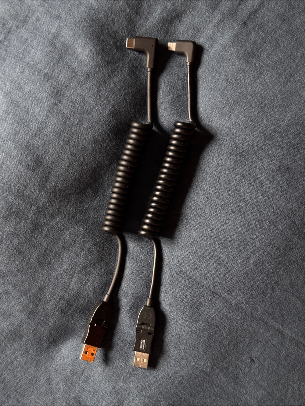 Black Coiled USB Charging Cables for Car
